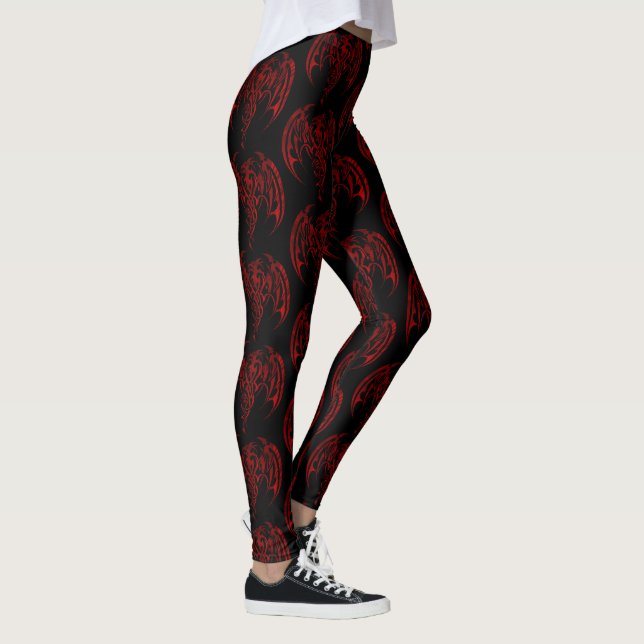 Leggings Yoga rouge de dragons (Droite)