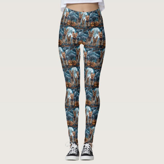 Leggings Yorkshire Terrier Halloween Éffrayant (Devant)
