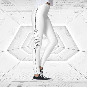 Leggings Your Name as Alien Glyphs Unique White
