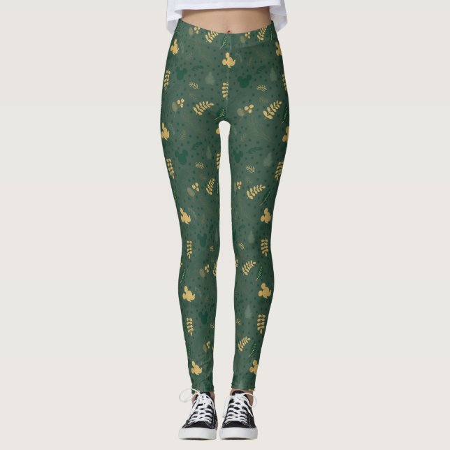 Leggings Yuletide Joy | Mickey Green & Gold Holiday Motif (Devant)