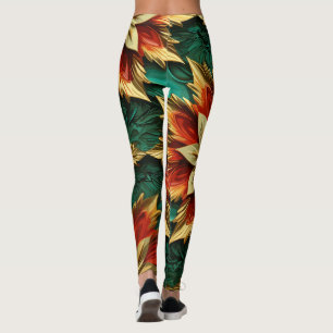 Leggings Yuletide Opulence : Threads dorés de Noël