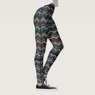 Leggings Zag bleu/rouge Zig avec stries noires...Diabète