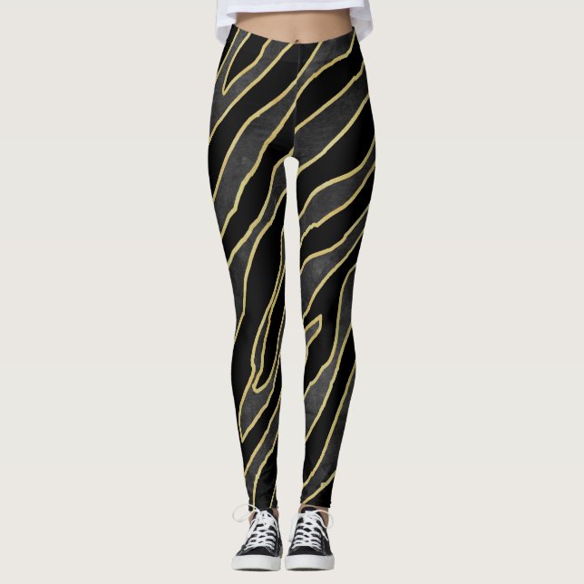 Leggings Zebra Stripes : Abstrait Monochrome Sans Seamless. (Devant)
