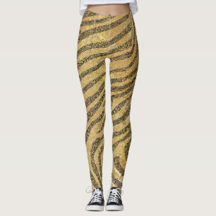 Leggings Zebra Stripes sur la texture du marbre d'or