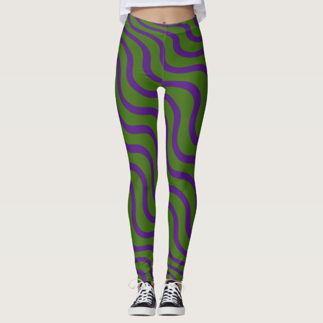 LEGGINGS ZEBRA VERT FORESTIER TIGHTS STRECH LÉGINGS (Devant)
