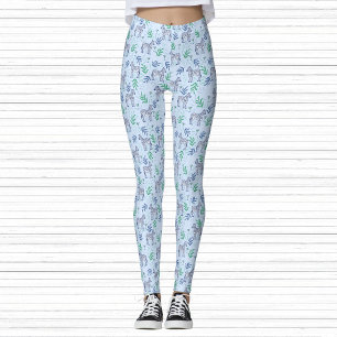 Leggings Zèbre avec Arrière - plan bleu Martinis