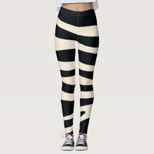 Leggings Zèbre noir et blanc rayé