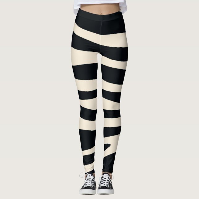 Leggings Zèbre noir et blanc rayé (Devant)