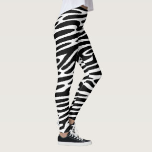 Leggings Zèbre Noir raye sur Arrière - plan Blanc