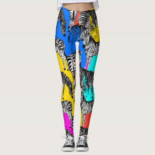 Leggings Zèbre, pop art coloré, abstrait, animaux