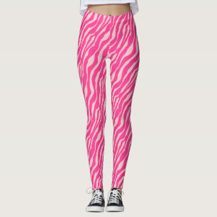 Leggings Zèbre rayures - Fuchsia et rose clair