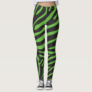 Leggings Zèbre vert noir et citron vert