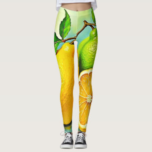 Leggings Zesty Citrus Burst Sunshine Design