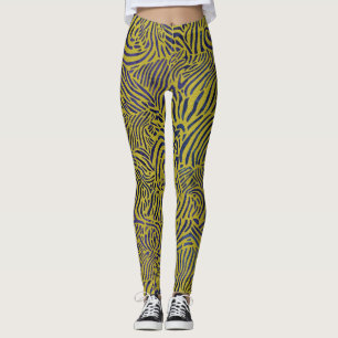 Leggings Zibra en or métallique et bleu