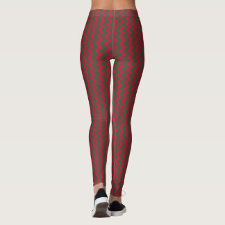 Leggings zigzag rouge et vert