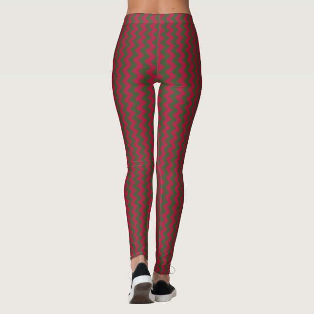 Leggings zigzag rouge et vert  (Dos)