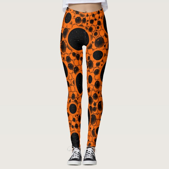 Leggings Zones de bulles spatiales - Orange (Devant)