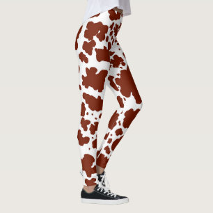 Leggings Zones de vache Brown modernes Imprimer Fermier de