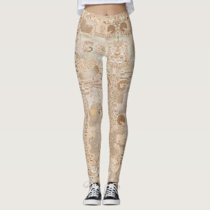 Leggins Beige Funky Artistic Alternative Pattern Leggings