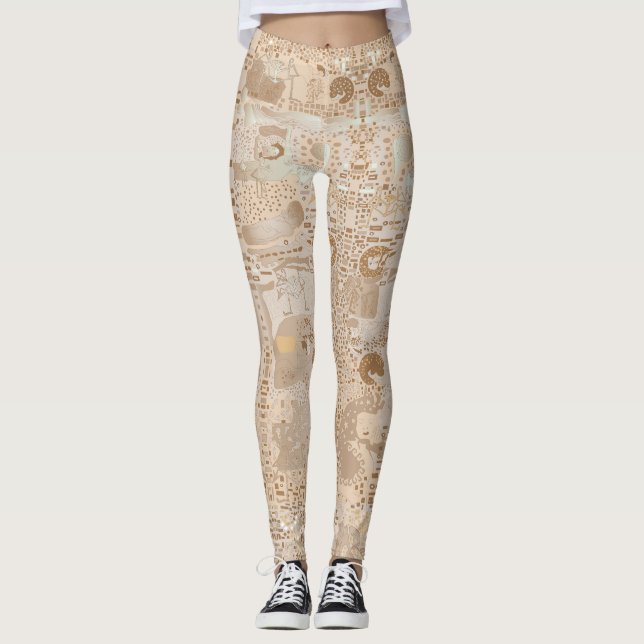 Leggins Beige Funky Artistic Alternative Pattern Leggings (Front)