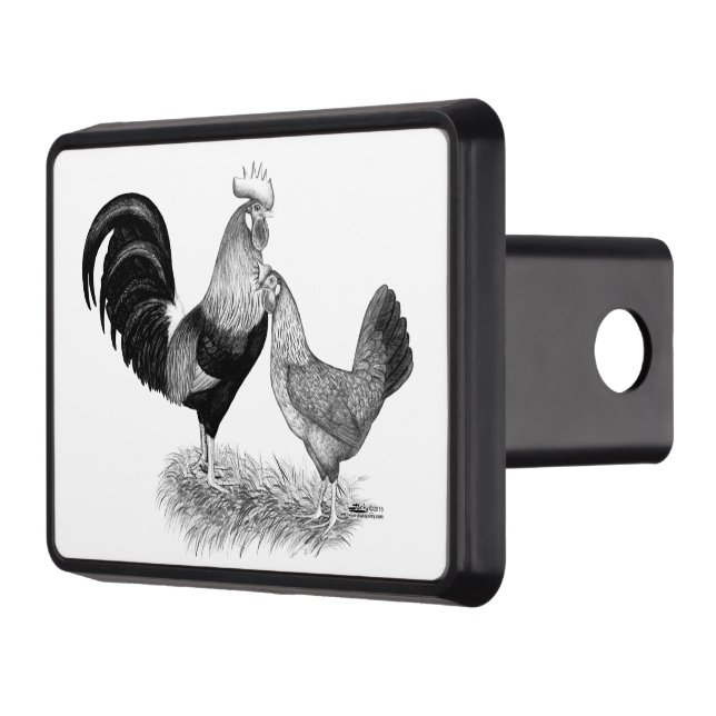 Leghorns Production Brown Chickens Trailer Hitch Cover (Left)