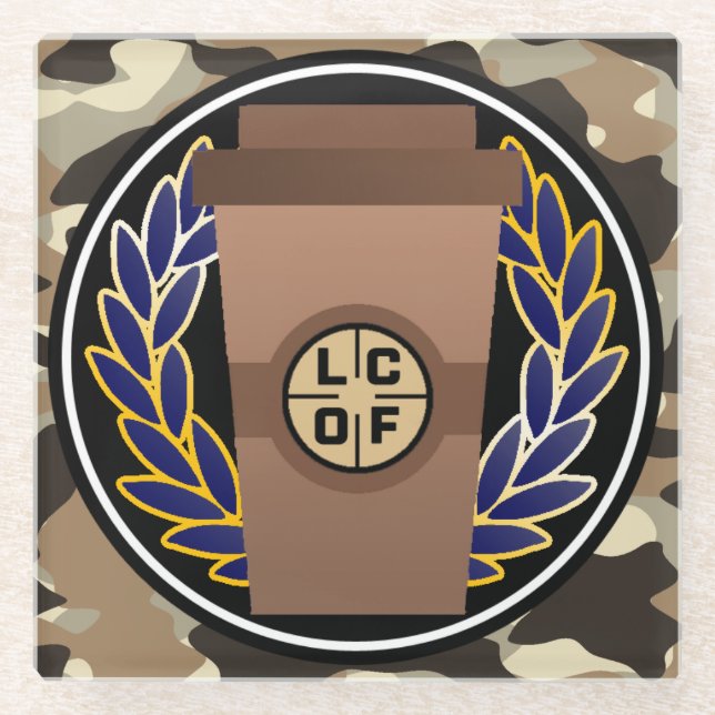 Legion of Coffee - Coffee Camo Glass Coaster (Front)