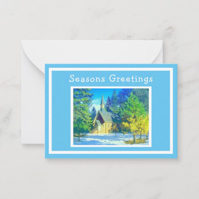 L'église dans le paysage neigeux Carte de Noël (Devant)