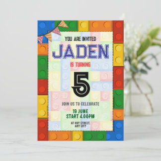 Lego Block Party С olorée Invitation d'anniversair