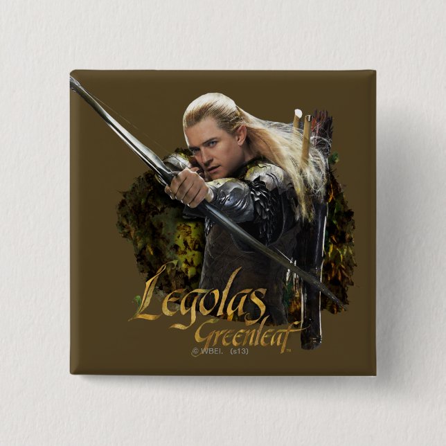 LEGOLAS GREENLEAF™ Drawing Bow Graphic 2 Inch Square Button (Front)