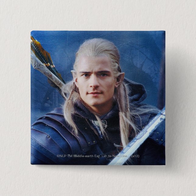 LEGOLAS GREENLEAF™ in Blue 2 Inch Square Button (Front)