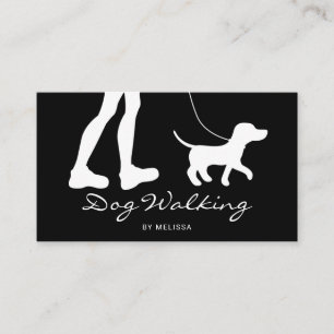 Legs And Little Dog Black And White Dog Walker Business Card