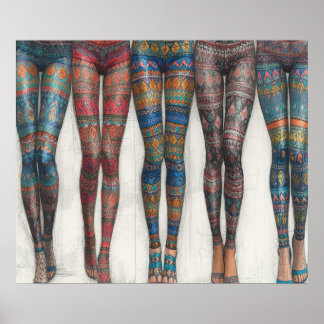 Legs and More Legs in Skintight Leggings On Wall   Poster