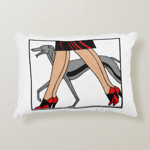 Legs Art Deco Women Greyhound Whippet Dog R Decorative Pillow