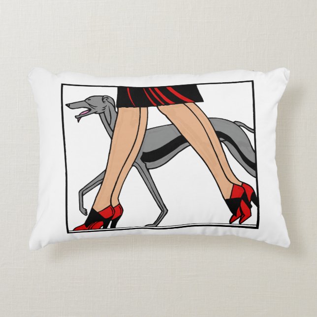 Legs Art Deco Women Greyhound Whippet Dog R Decorative Pillow (Front)