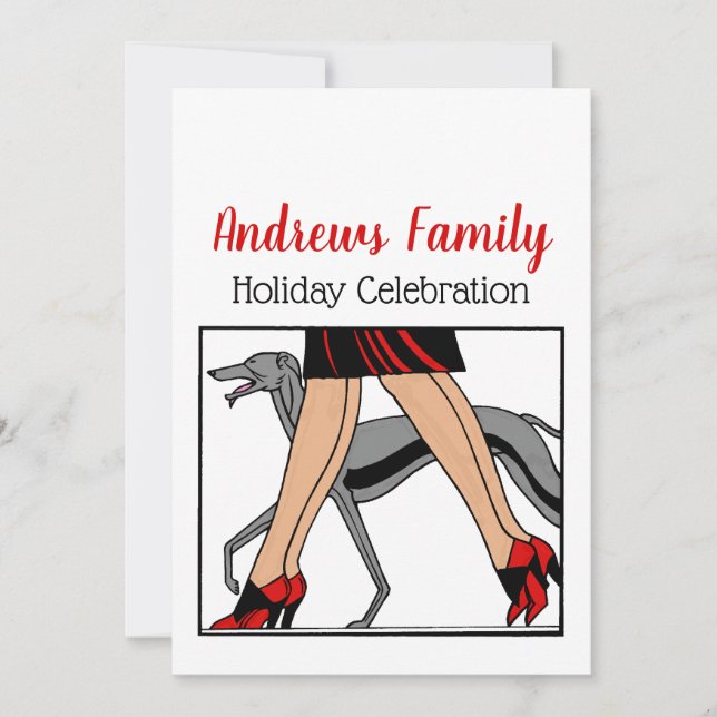 Legs Art Deco Women Greyhound Whippet Dog R Invitation (Front)
