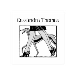 Legs Art Deco Women Greyhound Whippet Dog R Name Rubber Stamp