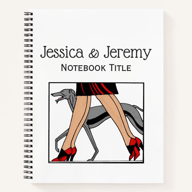 Legs Art Deco Women Greyhound Whippet Dog R Notebook (Front)
