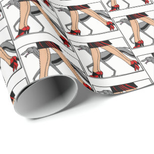 Legs Art Deco Women Greyhound Whippet Dog R Wrapping Paper