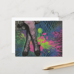 Legs in Lace Zebra Print Abstract Collage Postcard