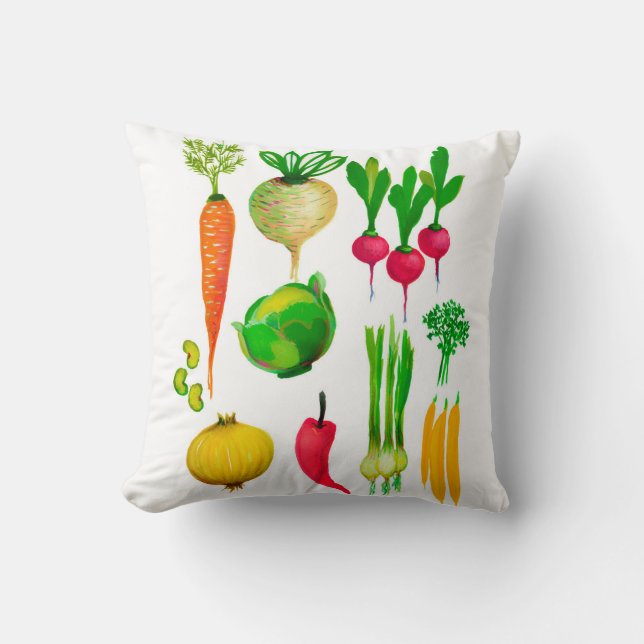 Légumes de jardin Oreiller blanc simple (Recto)