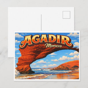 Legzira Agadir city beach morocco travel souvenirs Postcard