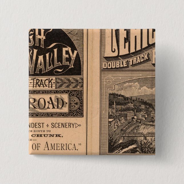 Lehigh Valley Railroad 2 Inch Square Button (Front)