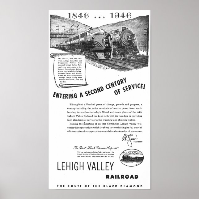Lehigh Valley Railroad-A Second Century of Service Poster (Front)