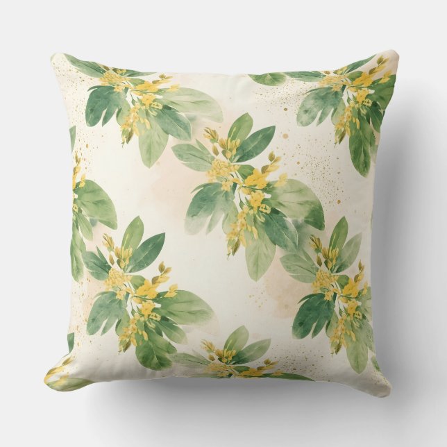 Lehua Mamo Glow – Hawaiian Nature Wonder Throw Pillow (Front)