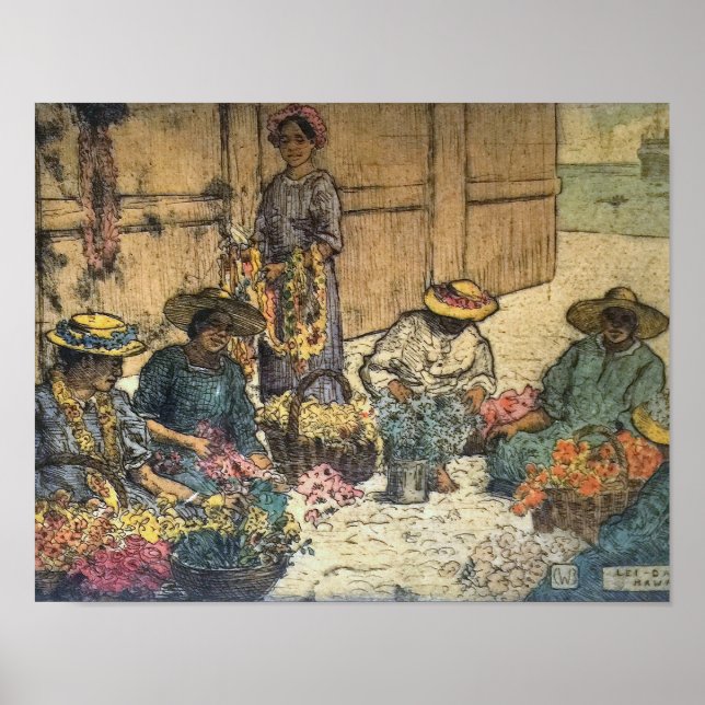 'Lei Day Hawaii' - Charles W. Bartlett Poster (Front)