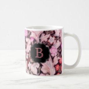 Leicester Pink Floral Pattern with Monogram Coffee Mug