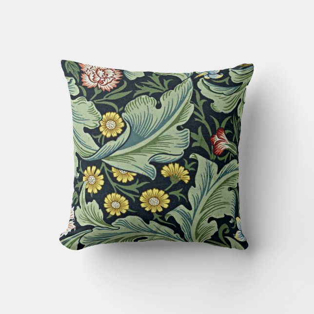 Leicester, popular pattern by William Morris Throw Pillow (Front)