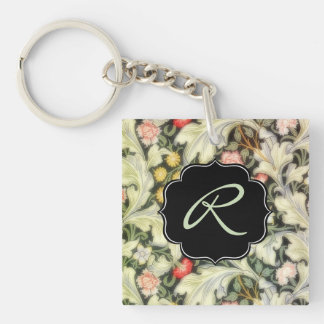 Leicester Vintage Floral with Custom Monogram Keychain