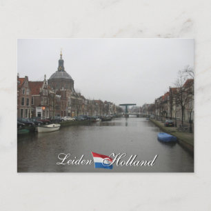 Leiden Canal et Church Cityscape Holland Carte pos