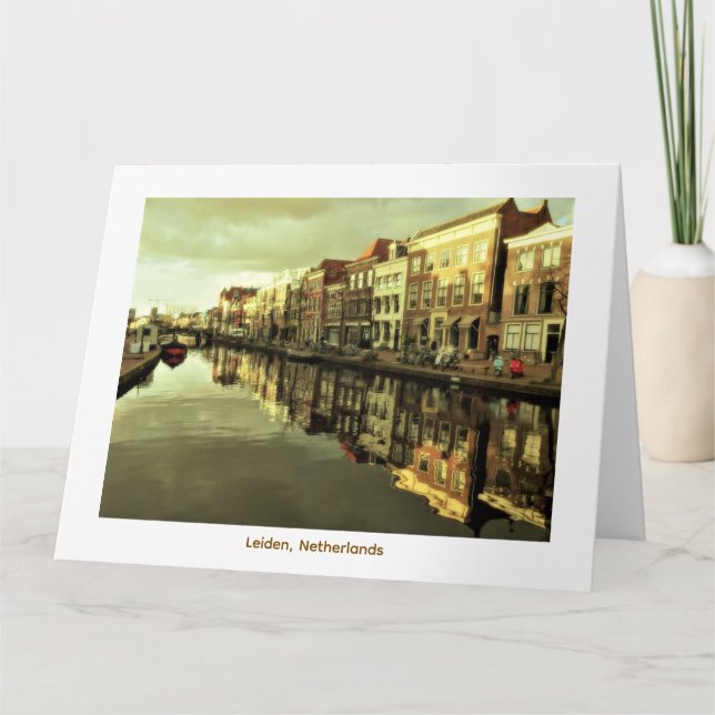Leiden, Netherlands Canal Scene Card (Front)